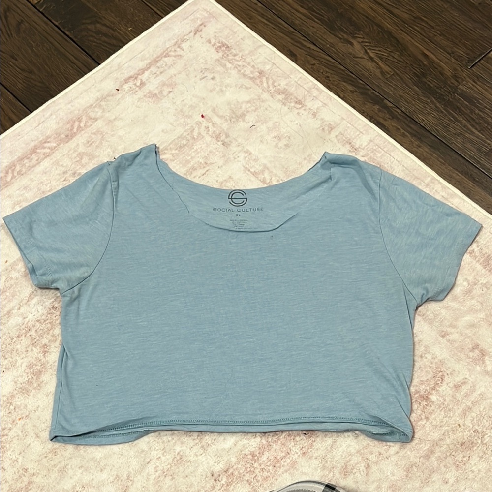 Blue Short Sleeve Crop T-Shirt